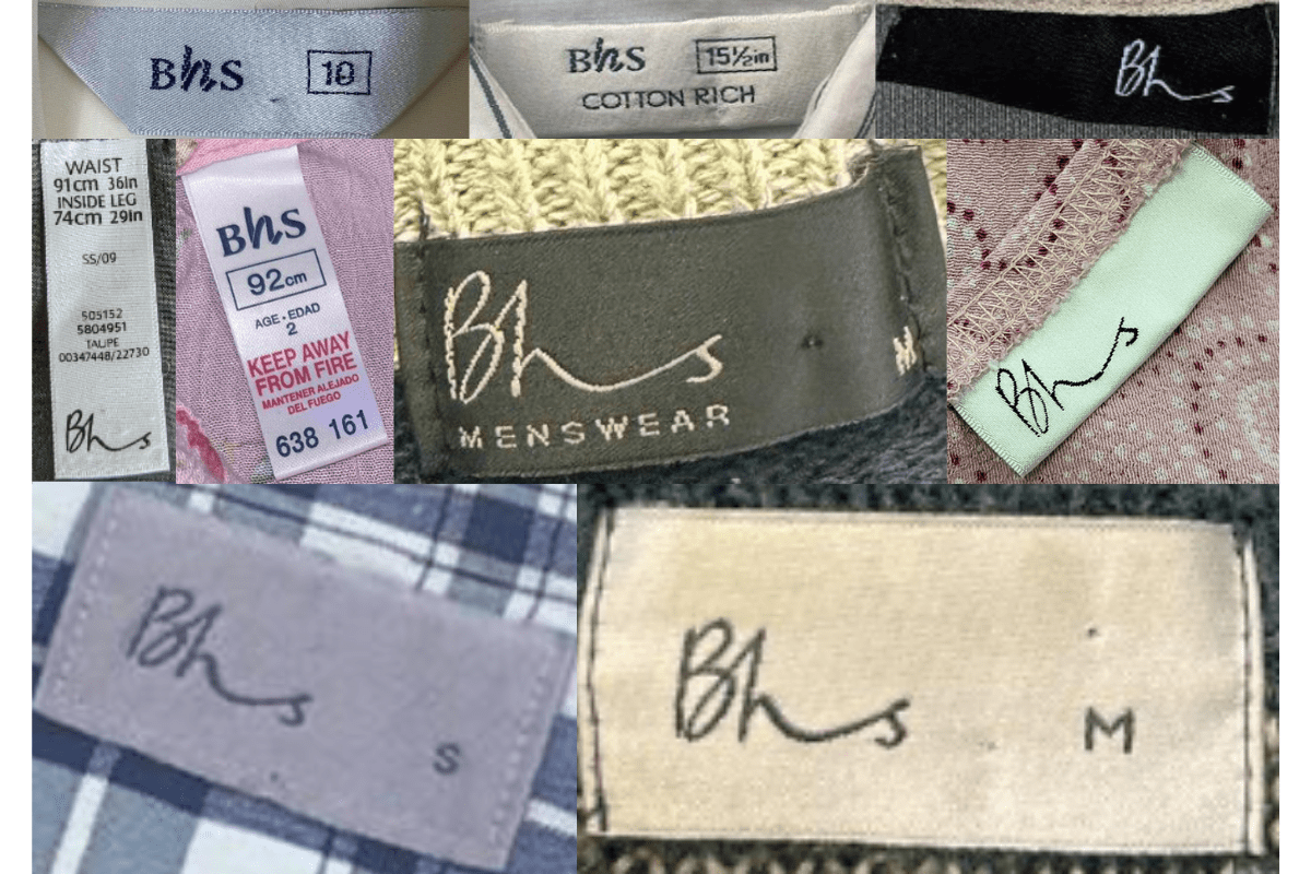 British Home Stores Branded Tags label