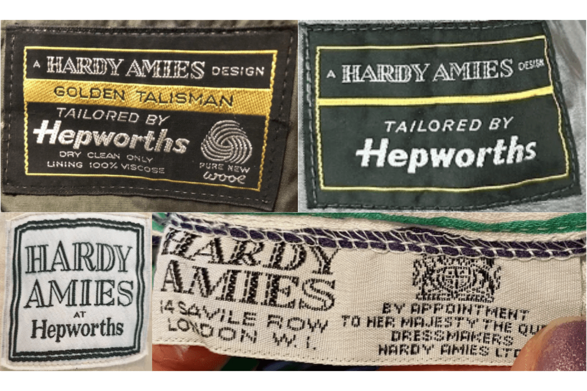 1970s vintage Hardy Amies tags label