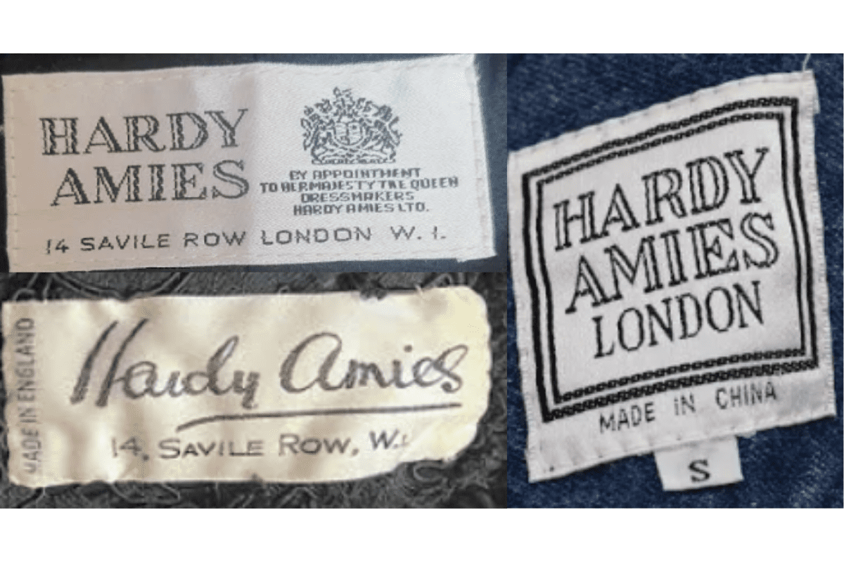 1980s vintage Hardy Amies tags label