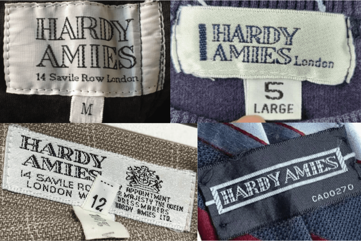 1990s vintage Hardy Amies tags label