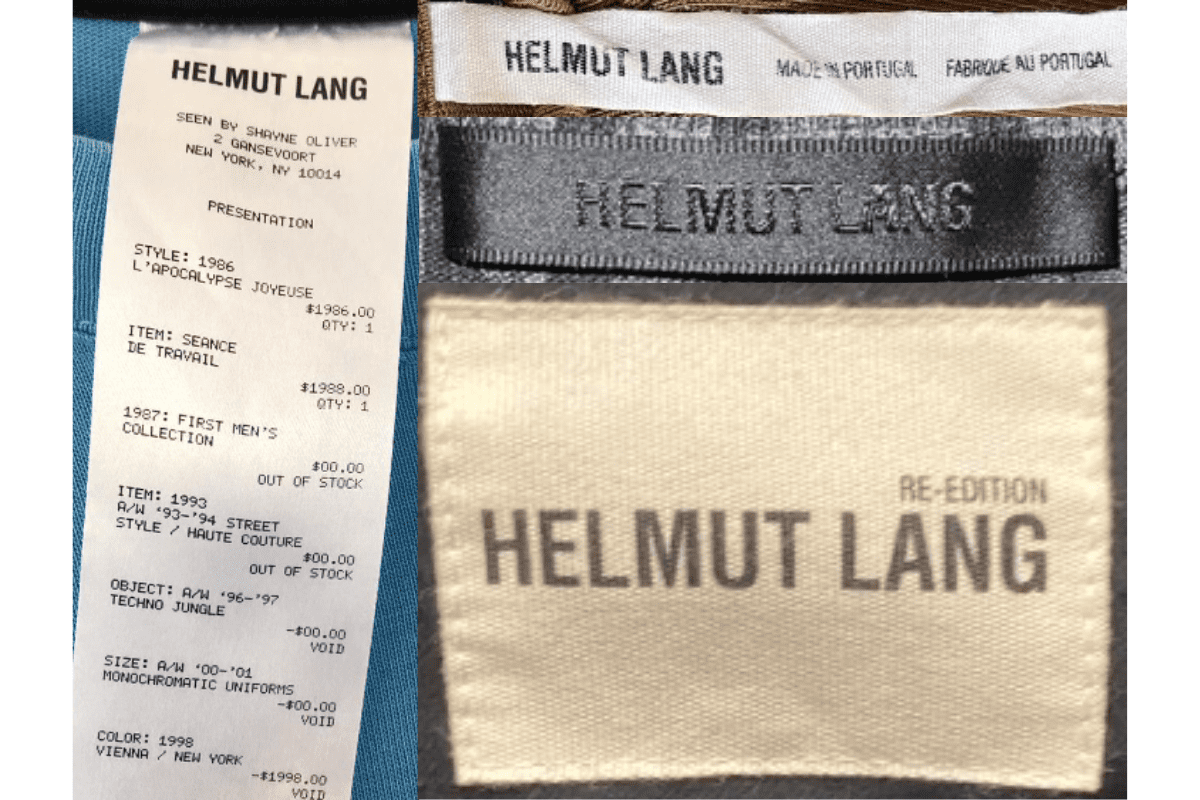 2010s vintage Helmut Lang tags label