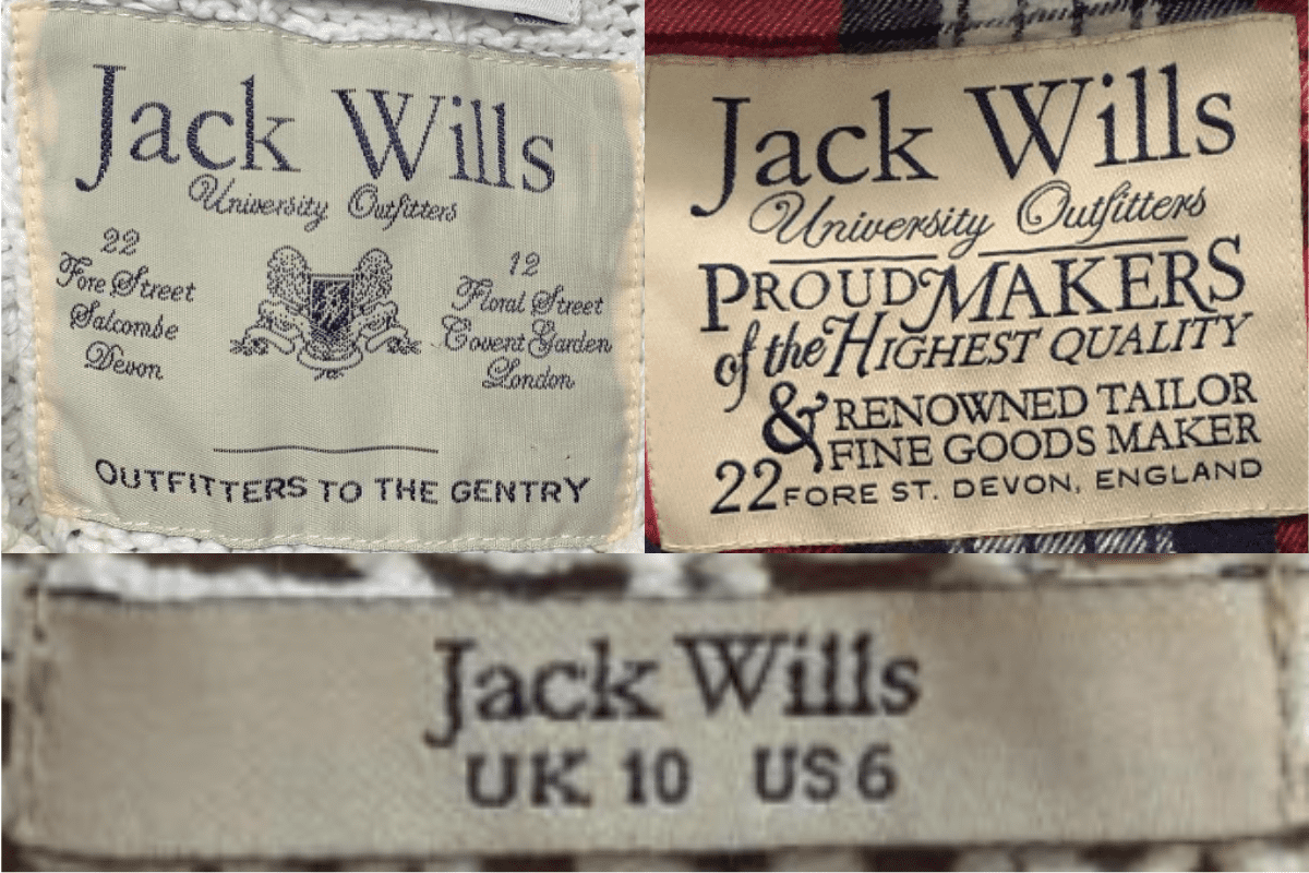 2000s vintage Jack Wills tags label