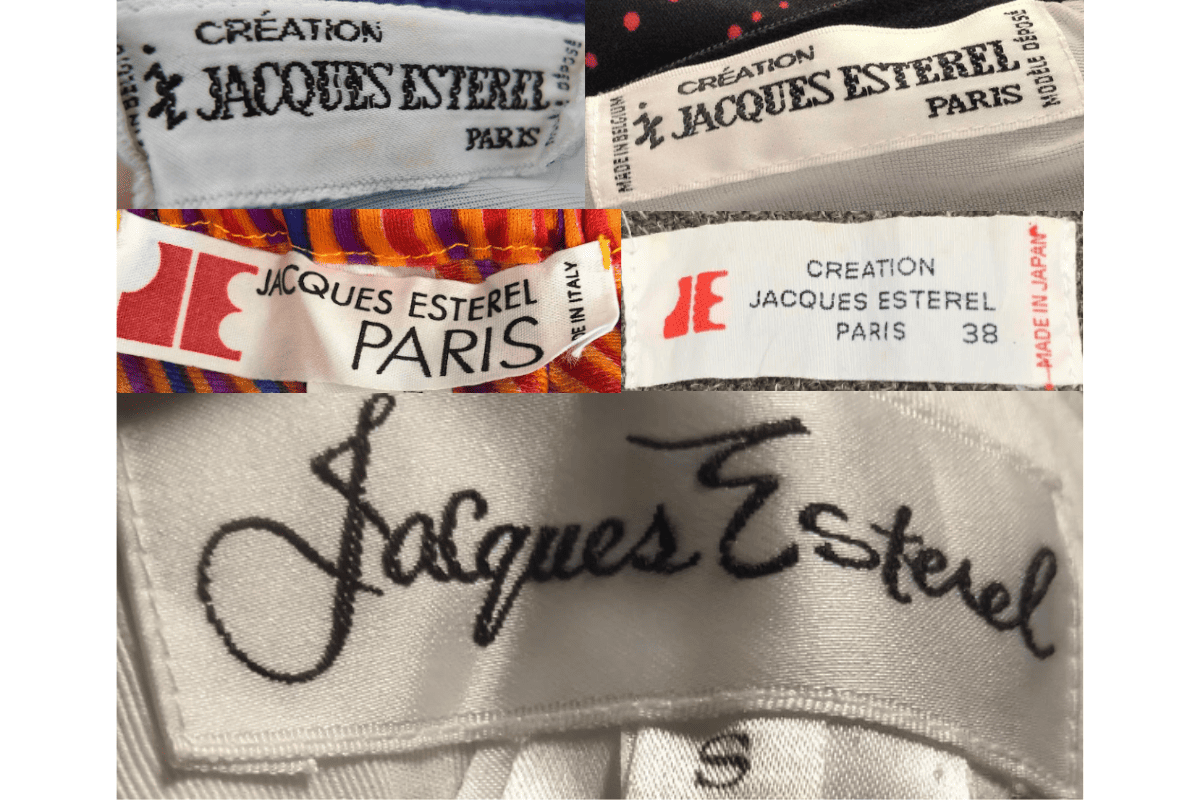 1970s vintage Jacques Esterel tags label