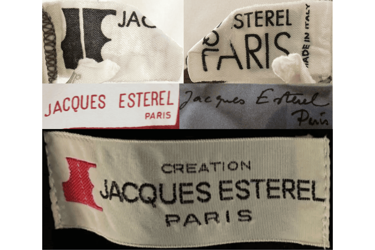 1980s vintage Jacques Esterel tags label