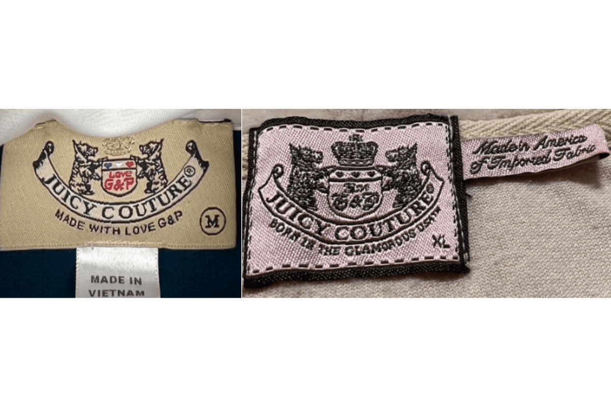 2000s vintage Juicy Couture tags label