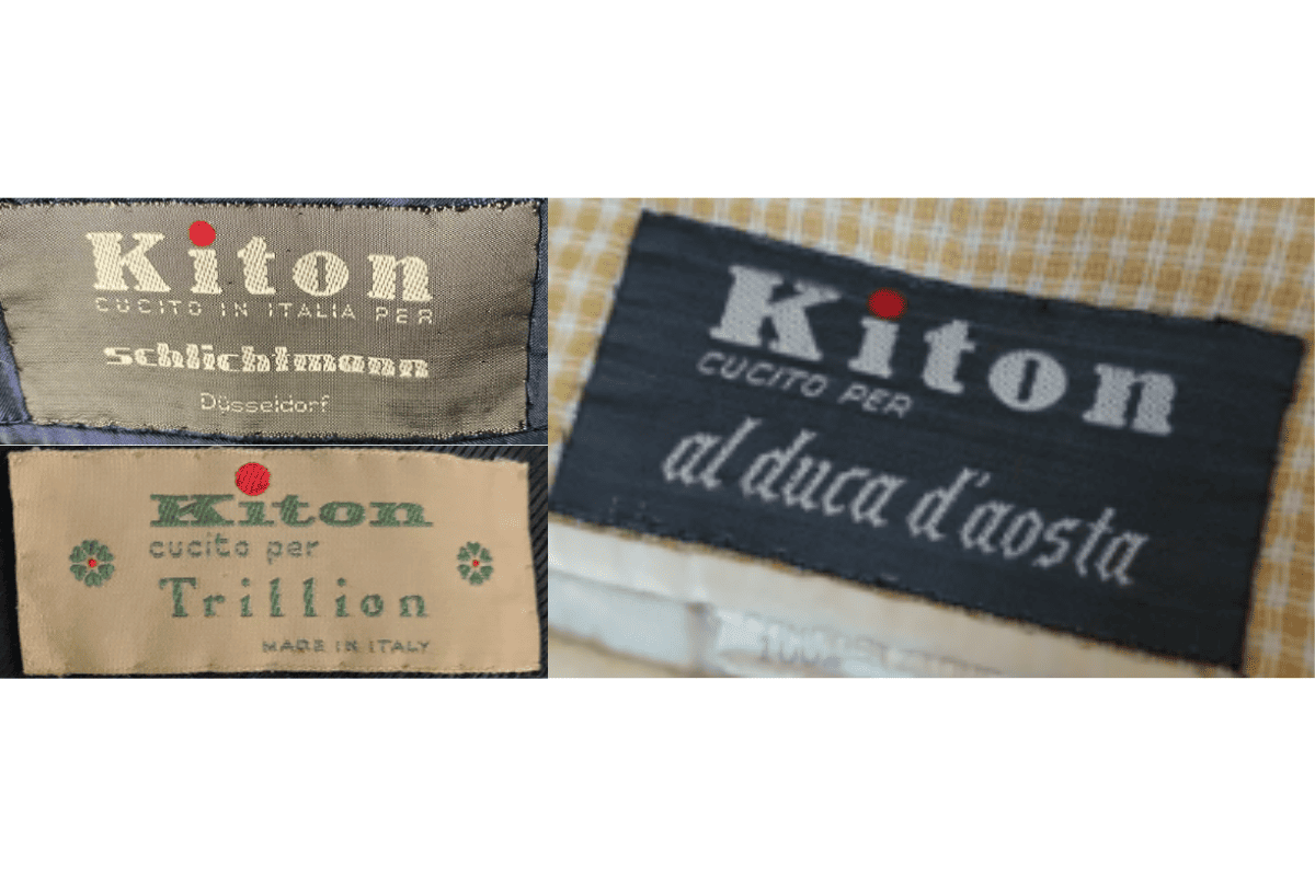 1990s vintage Kiton tags label