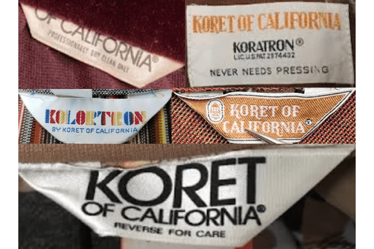 1970s vintage Koret of California tags label