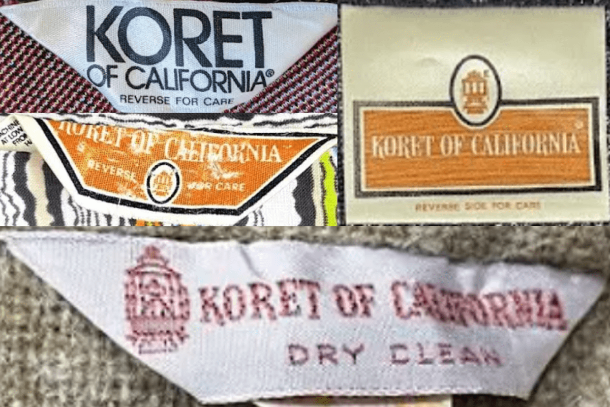 1980s vintage Koret of California tags label