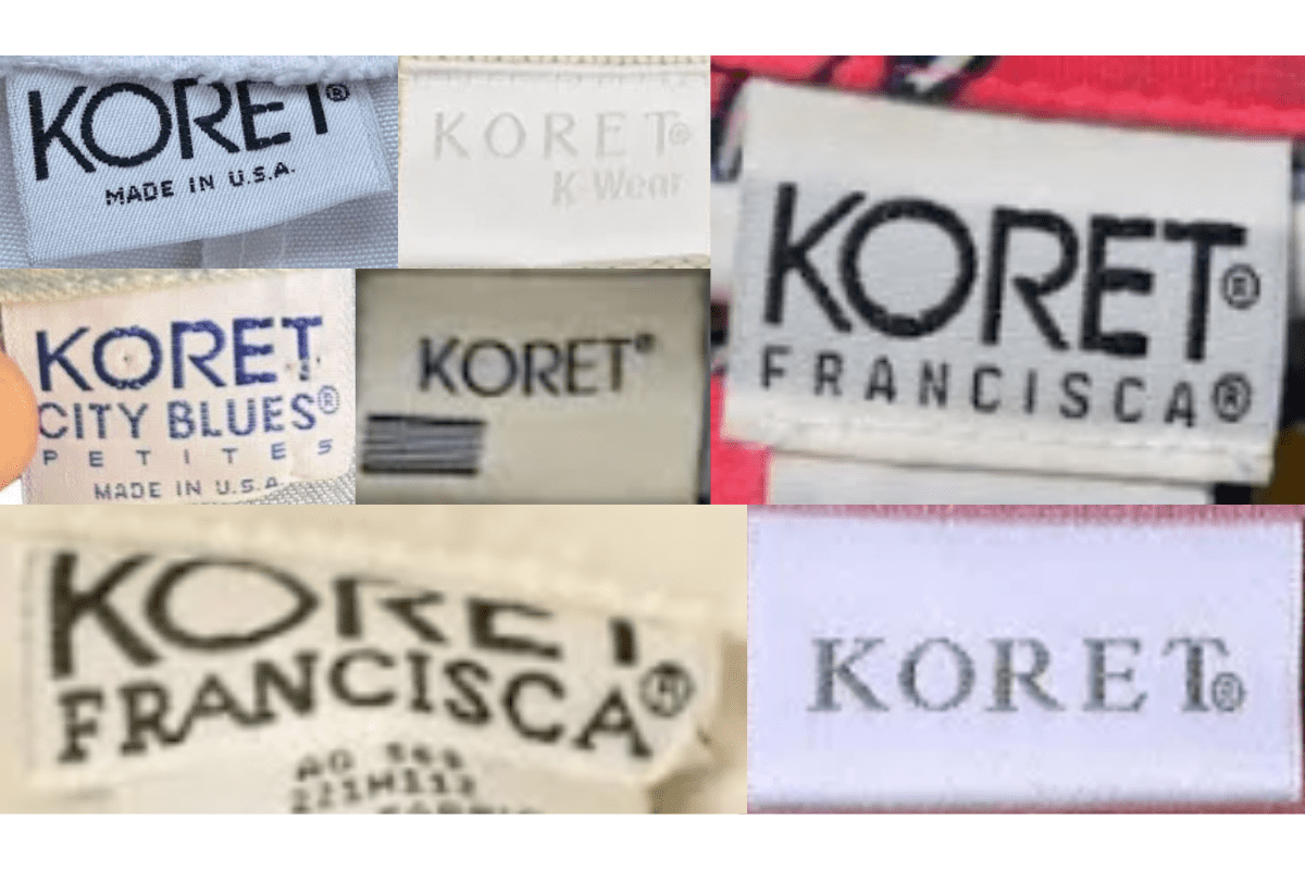 1990s vintage Koret of California tags label