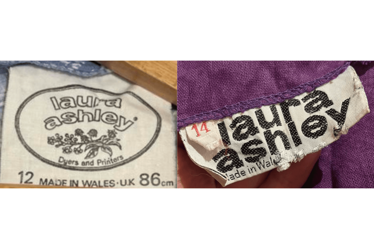 1960s vintage Laura Ashley tags label
