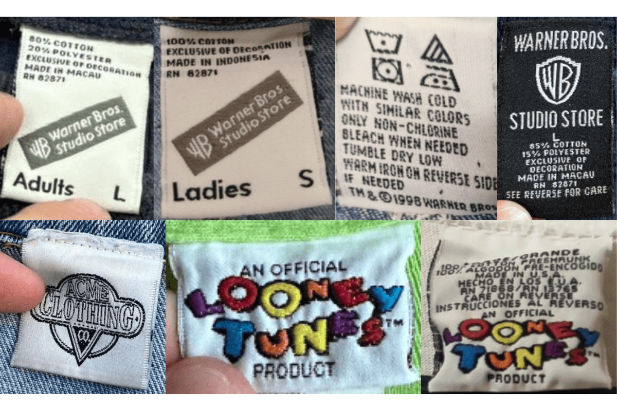 1990s vintage Looney Tunes tags label