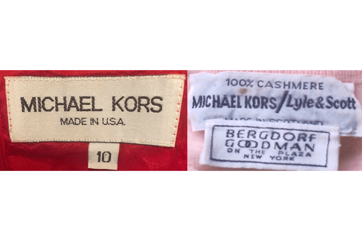 1980s vintage Michael Kors tags label