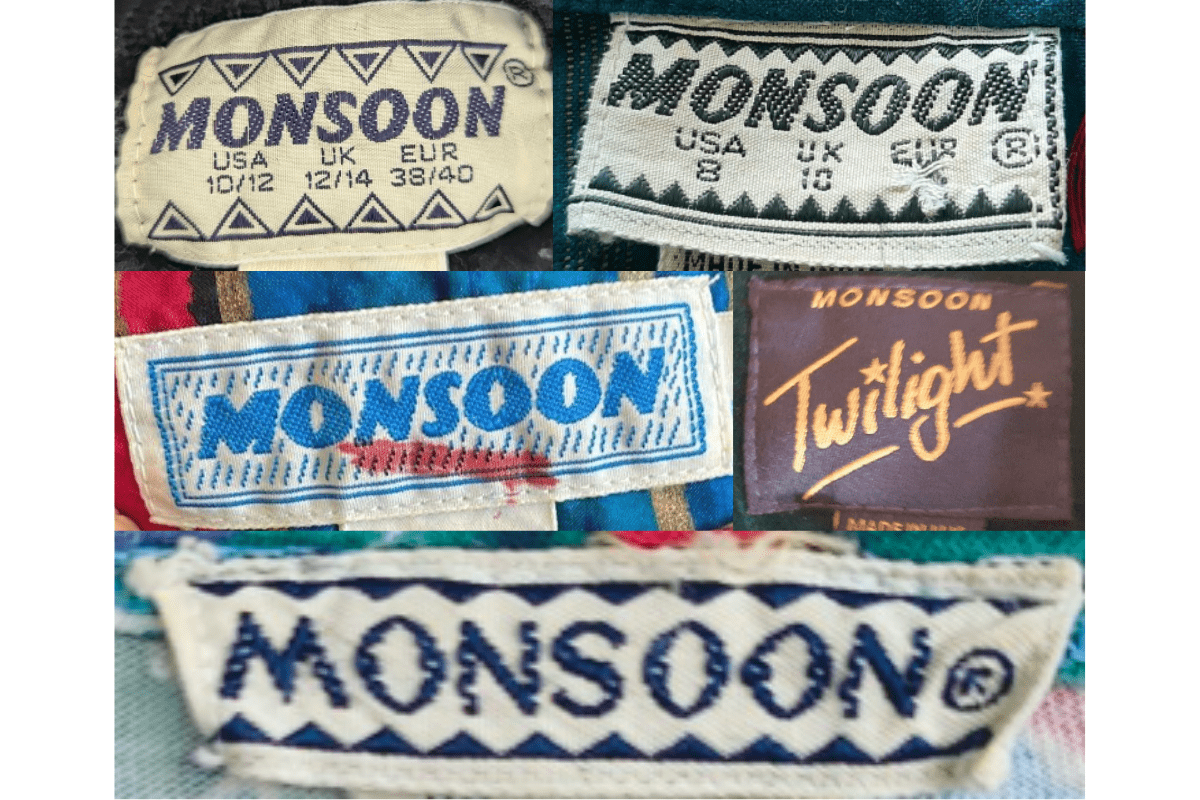 1980s vintage Monsoon tags label