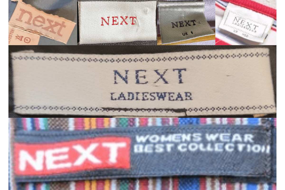 1990s vintage Next tags label
