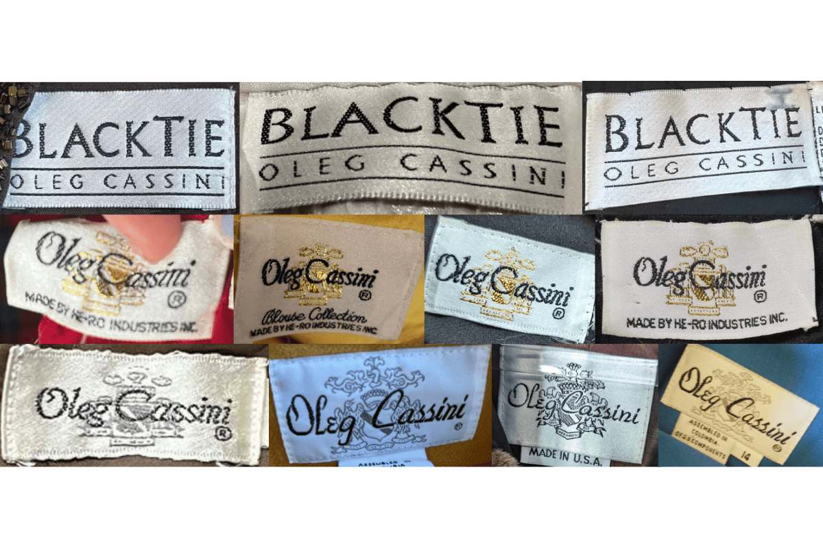 1980s vintage Oleg Cassini tags label