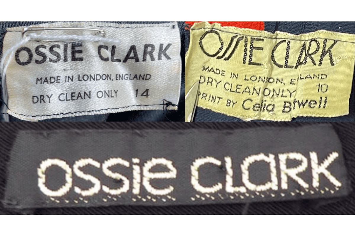 1980s vintage Ossie Clark tags label