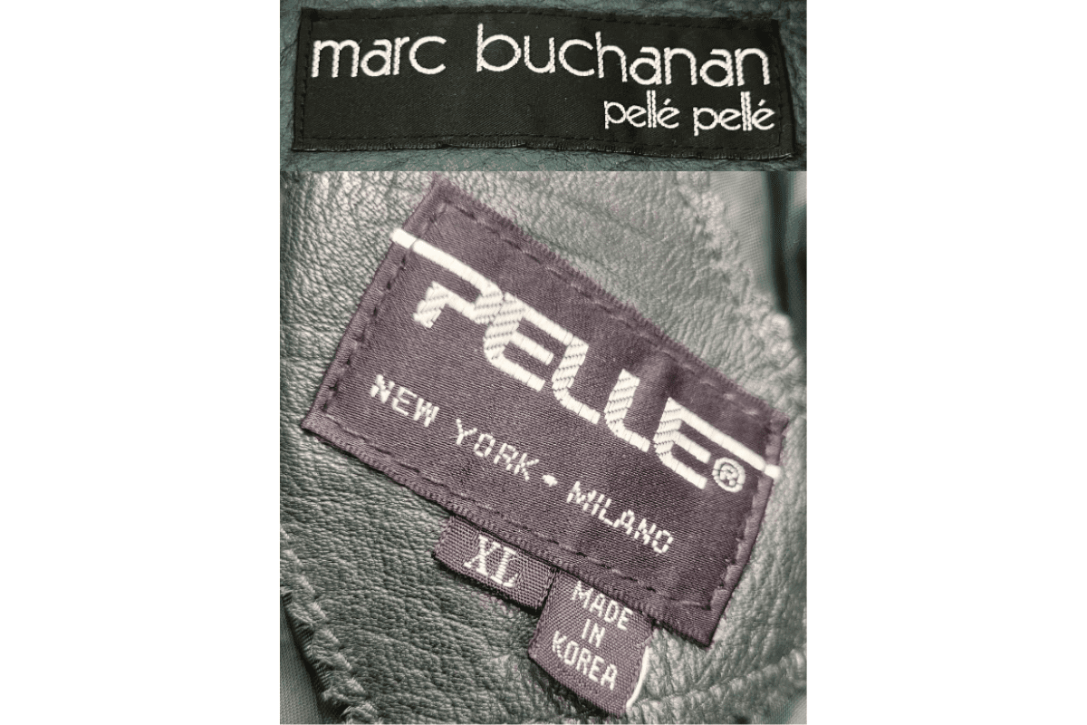 1980s vintage Pelle Pelle tags label