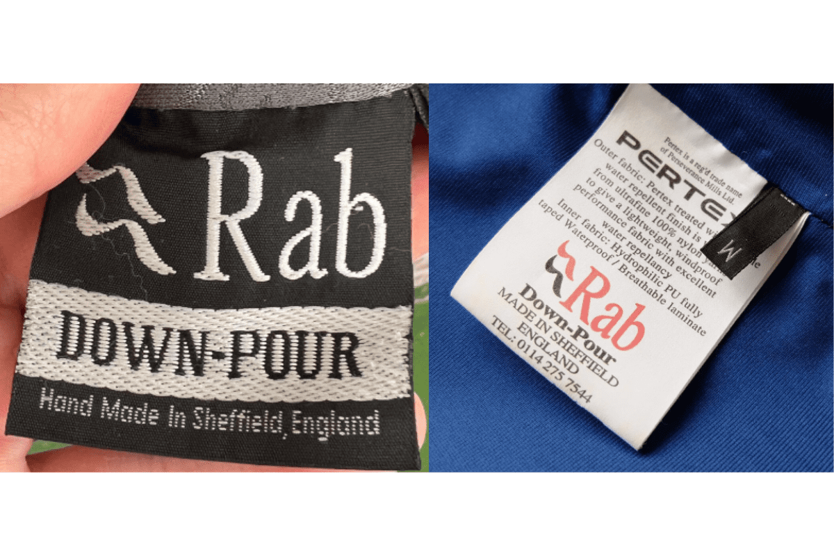 1980s vintage Rab tags label