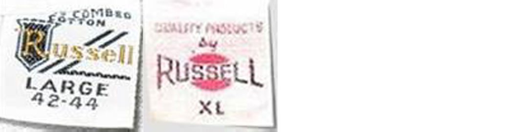 1960s vintage Russell Athletic tags label