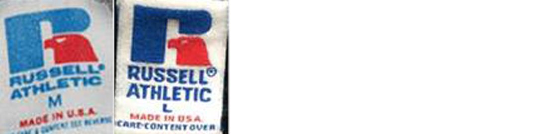 1980s vintage Russell Athletic tags label