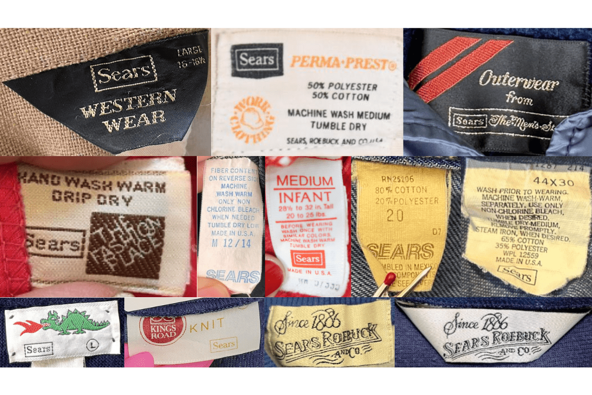 1980s vintage Sears tags label