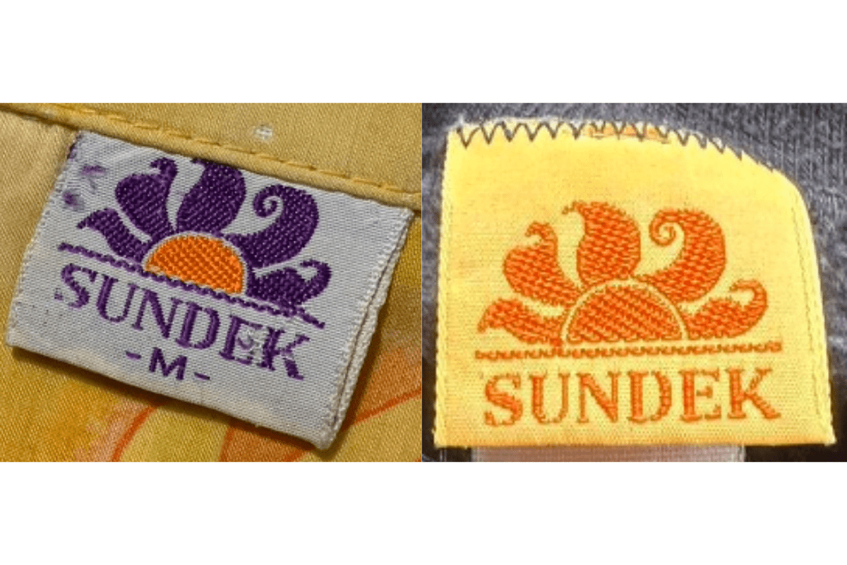 1970s vintage Sundek tags label