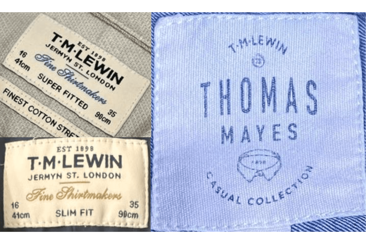 2010s vintage T.M. Lewin tags label