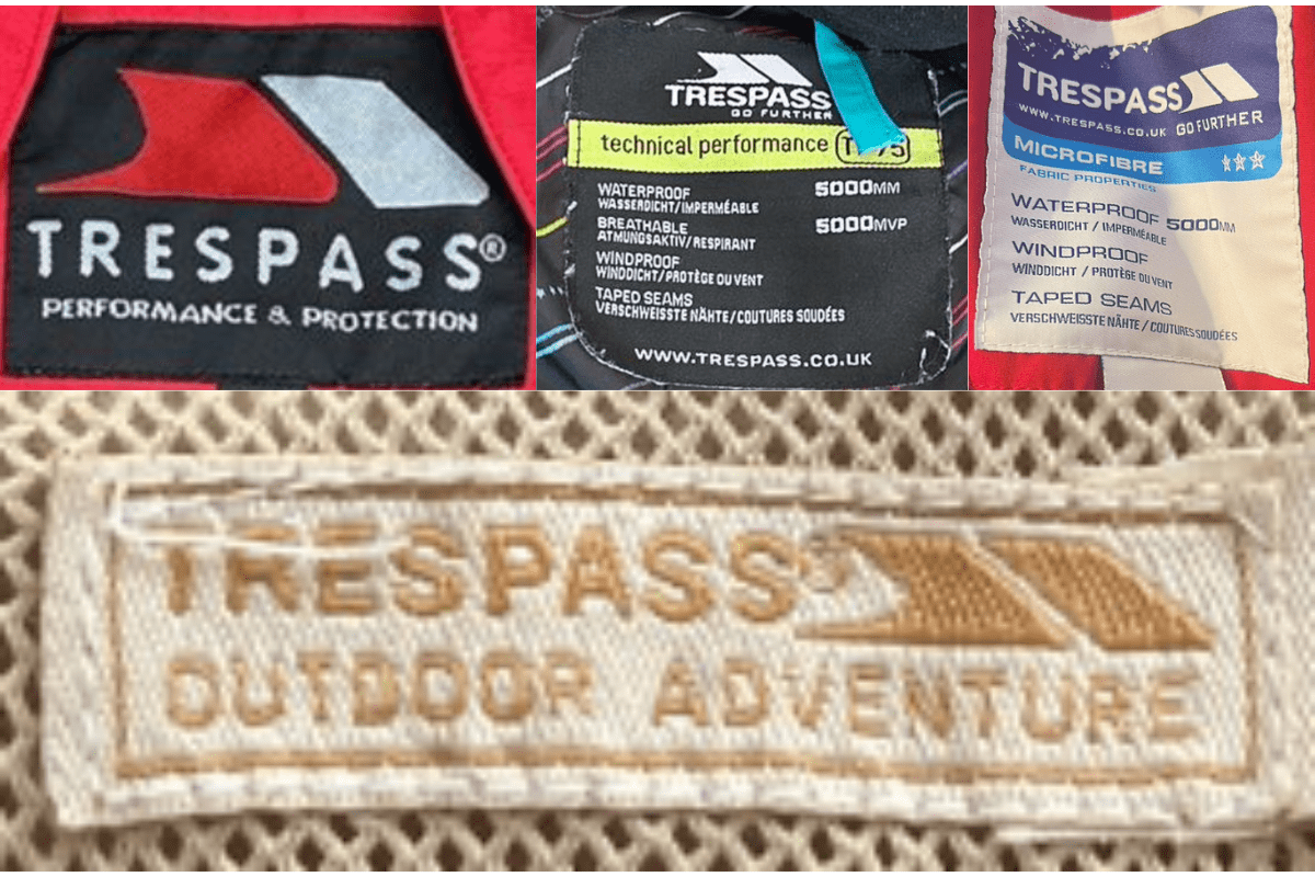 2000s vintage Trespass tags label