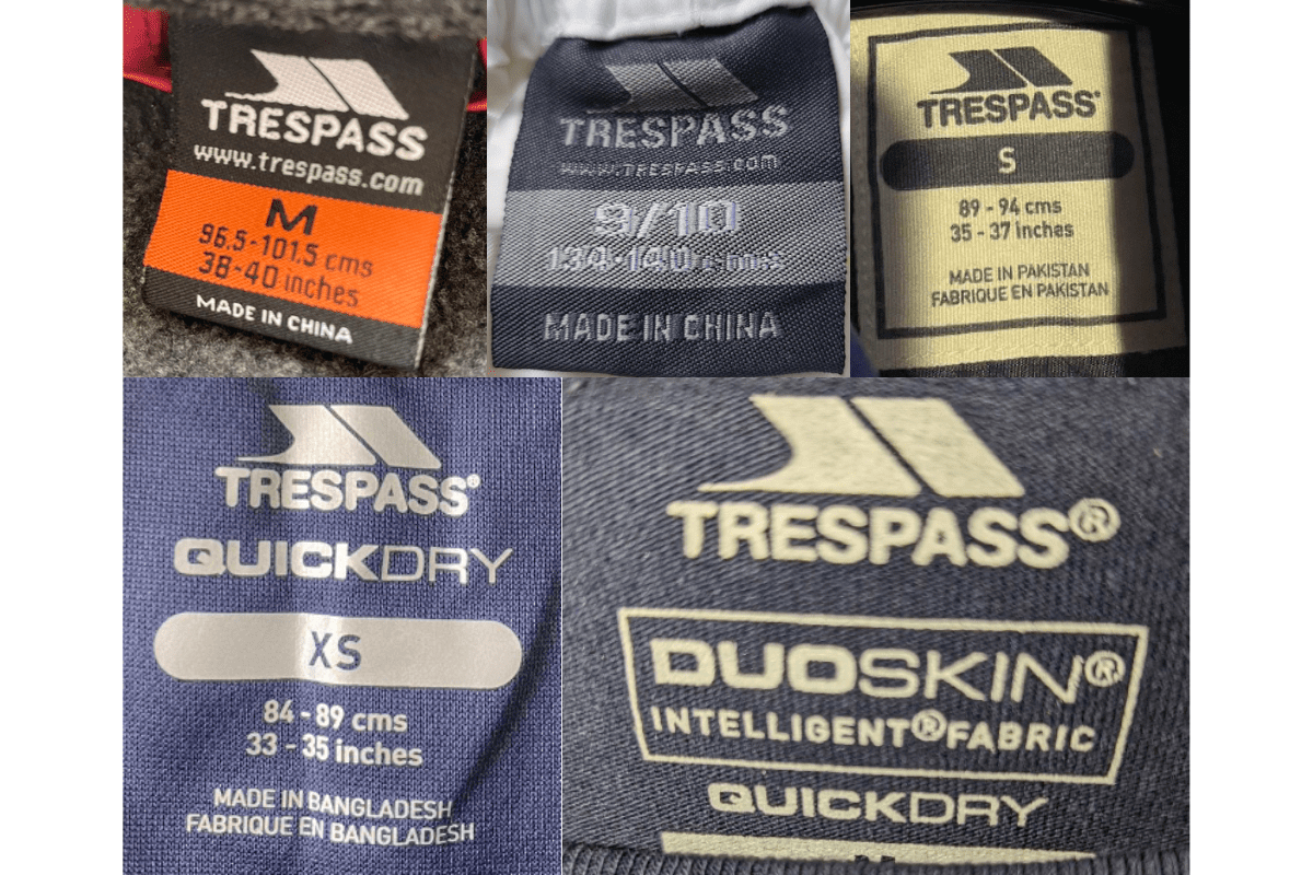 2010s vintage Trespass tags label