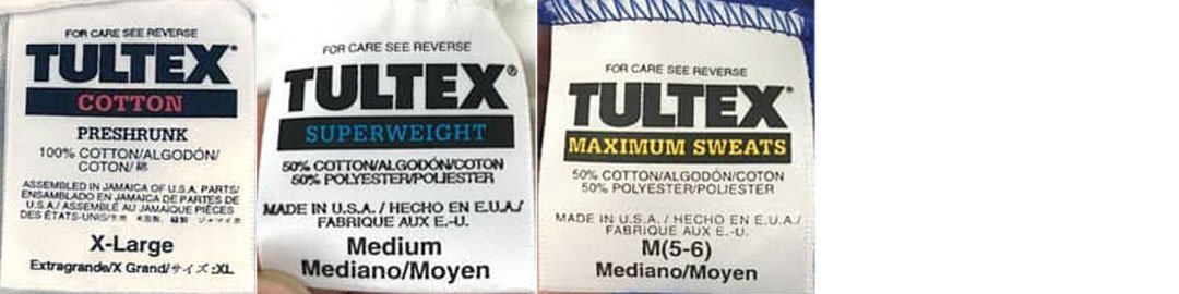 Late 1990s to 2000s vintage Tultex tags label