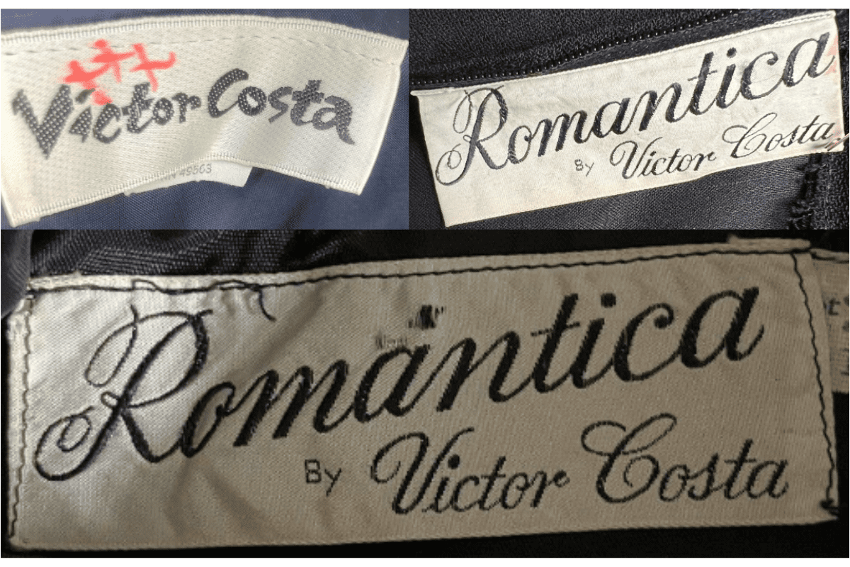 1960s vintage Victor Costa tags label