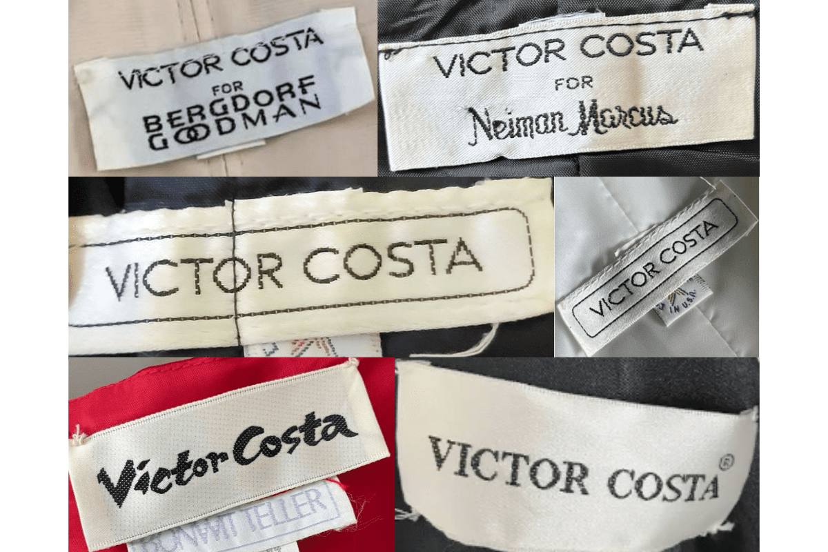 1980s vintage Victor Costa tags label