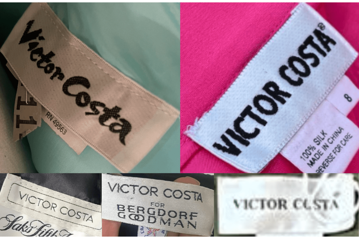 1990s vintage Victor Costa tags label