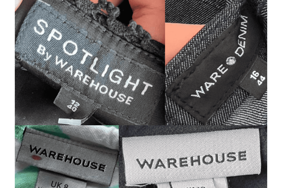 2000s vintage Warehouse tags label