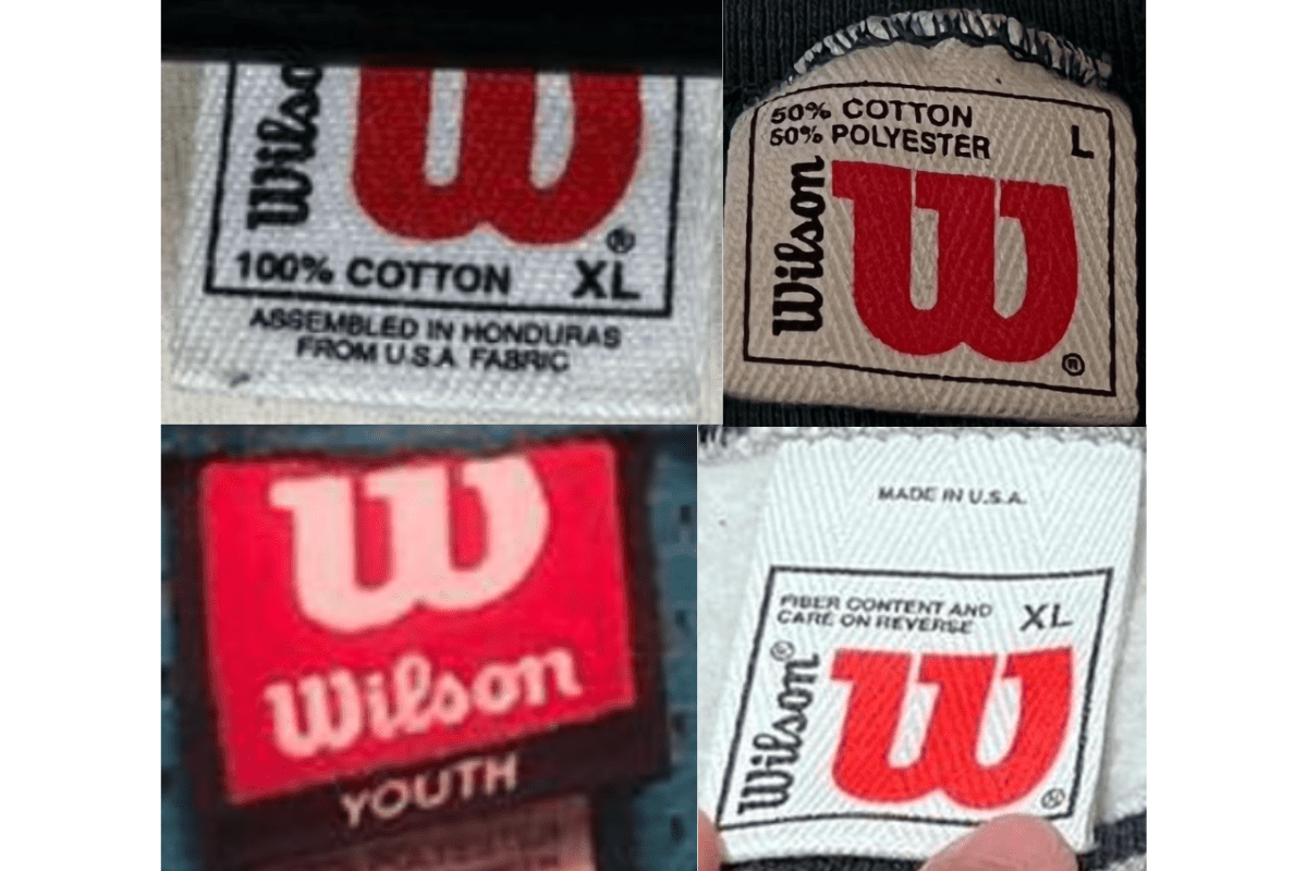 1990s vintage Wilson tags label