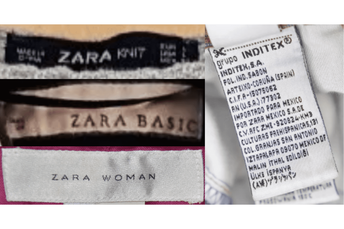 1990s vintage Zara tags label